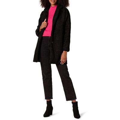 Amazon Damen Teddyfleecejacke mit Revers, Oversized-Passform, Schwarz, M Amazon Damen Teddyfleecejacke mit Revers, Oversized-Passform, Schwarz, M