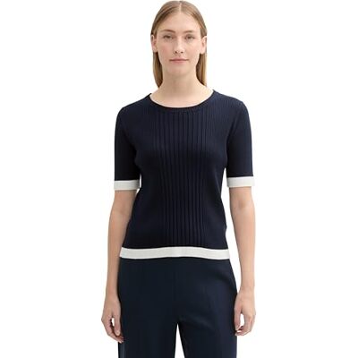 TOM TAILOR Damen Pullover mit 1/2 Arm,10668 Sky Captain Blue, XL TOM TAILOR Damen Pullover mit 1/2 Arm,10668 Sky Captain Blue, XL