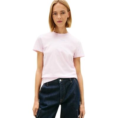 Tommy Jeans Damen T-Shirt Kurzarm Essential Logo mit Rundhalsausschnitt, Rosa (Pearly Pink), XL Tommy Jeans Damen T-Shirt Kurzarm Essential Logo mit Rundhalsausschnitt, Rosa (Pearly Pink), XL