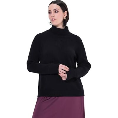 Ulla Popken Damen große Größen Übergrößen Plus Size Pullover, etwas kürzer, Rollkragen, Raglan-Langarm schwarz 42+ 834206100-42+ Ulla Popken Damen große Größen Übergrößen Plus Size Pullover, etwas kürzer, Rollkragen, Raglan-Langarm schwarz 42+ 834206100-42+
