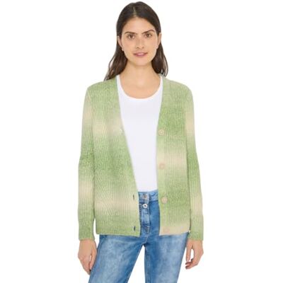 Cecil Space Dye V-Neck Cardigan Bamboo Green Melange S Cecil Space Dye V-Neck Cardigan Bamboo Green Melange S