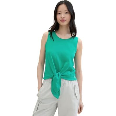 TOM TAILOR Denim Damen Basic Tanktop mit Knotendetail, Bright Green, M TOM TAILOR Denim Damen Basic Tanktop mit Knotendetail, Bright Green, M
