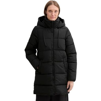TOM TAILOR Damen Puffer Parka mit Kapuze, 14482 Deep Black, XL TOM TAILOR Damen Puffer Parka mit Kapuze, 14482 Deep Black, XL