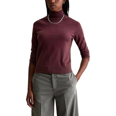 Marc O' Polo Marc OߴPolo Denim Damen Pullover mit Rollkragen Regular Fit, Rot (Dark Maroon), XXS Marc O' Polo Marc OߴPolo Denim Damen Pullover mit Rollkragen Regular Fit, Rot (Dark Maroon), XXS