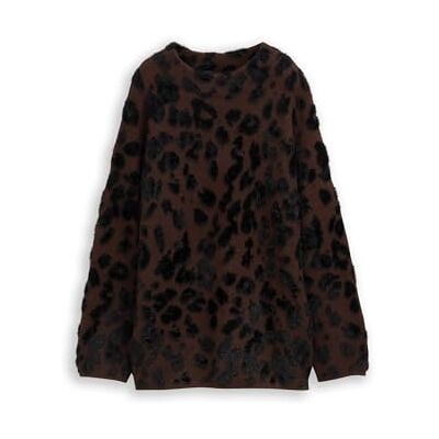 TOM TAILOR Damen 1049158 Pullover, 39133-Big Brown Leo Design, Medium TOM TAILOR Damen 1049158 Pullover, 39133-Big Brown Leo Design, Medium