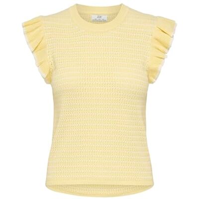 JDY Damen carice S/L Frill Pullover KNT Noos, Double Cream, XL JDY Damen carice S/L Frill Pullover KNT Noos, Double Cream, XL