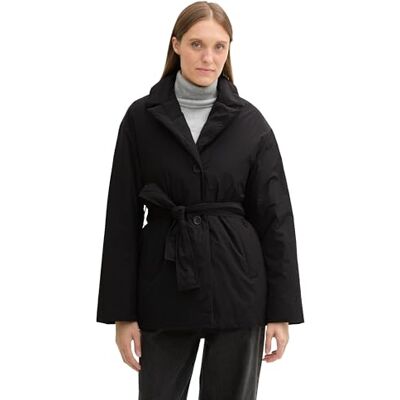 TOM TAILOR Damen Mantel mit Gürtel,14482 deep Black, L TOM TAILOR Damen Mantel mit Gürtel,14482 deep Black, L