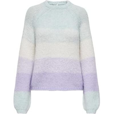 ONLY Damen Onlmisty Life Ls Stripe O-Neck KNT, Harbor Gray, M ONLY Damen Onlmisty Life Ls Stripe O-Neck KNT, Harbor Gray, M