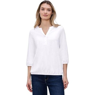 Street One 3/4-Arm Shirt mit Split Neck und Knöpfen White 34 Street One 3/4-Arm Shirt mit Split Neck und Knöpfen White 34