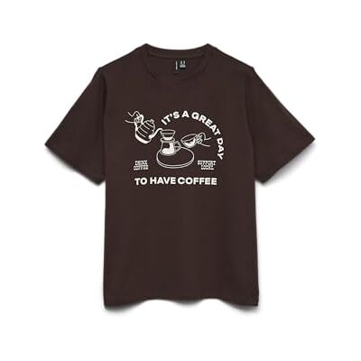 VERO MODA Damen Vmpaula Caty Ss Top Box JRS Ga, Chocolate Torte, Large VERO MODA Damen Vmpaula Caty Ss Top Box JRS Ga, Chocolate Torte, Large