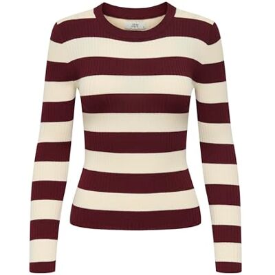 JDY Damen plum L/S O-Neck KNT Noos Gerippter Pullover Aus Viskose-Mix, Cabernet, XS EU JDY Damen plum L/S O-Neck KNT Noos Gerippter Pullover Aus Viskose-Mix, Cabernet, XS EU