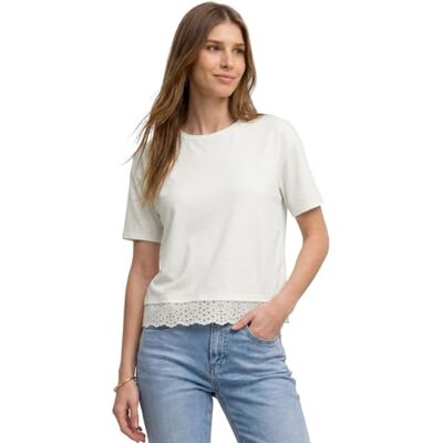 Street One T-Shirt mit Rundhals und Spitze Off White 44 Street One T-Shirt mit Rundhals und Spitze Off White 44