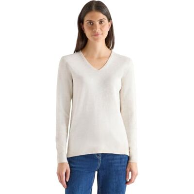 Cecil Kuscheliger V-Neck Pullover Eggshell Melange XXL Cecil Kuscheliger V-Neck Pullover Eggshell Melange XXL