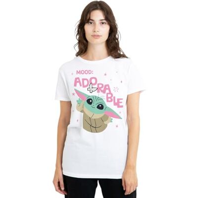 Star Wars Damen Grogu Mood Adorable Ladies T Shirt, White T-Shirt (1er Pack) Star Wars Damen Grogu Mood Adorable Ladies T Shirt, White T-Shirt (1er Pack)