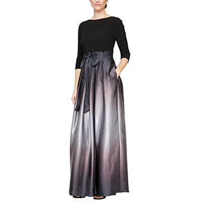 S.L. Fashions Damen Langes Satinkleid für die Brautmutter mit Taschen, Formelle Partykleid (Zierliche und Normale Größen) Formales Abendkleid, schwarz/Silber, 42 S.L. Fashions Damen Langes Satinkleid für die Brautmutter mit Taschen, Formelle Partykleid (Zierliche und Normale Größen) Formales Abendkleid, schwarz/Silber, 42