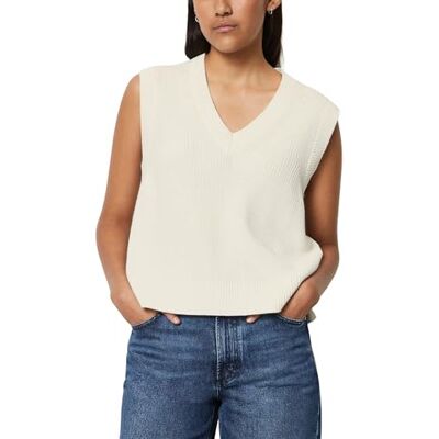 Marc O' Polo Denim Damen Pullunder aus Bio-Baumwolle ärmellos, Weiß (Scandinavian White), XXS Marc O' Polo Denim Damen Pullunder aus Bio-Baumwolle ärmellos, Weiß (Scandinavian White), XXS