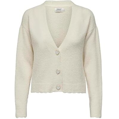 ONLY Damen Onlrositta Ls Vneck Card Knt, Birch, L ONLY Damen Onlrositta Ls Vneck Card Knt, Birch, L