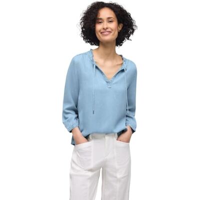 Street One Denim-Look Bluse Light Blue Soft wash 46 Street One Denim-Look Bluse Light Blue Soft wash 46