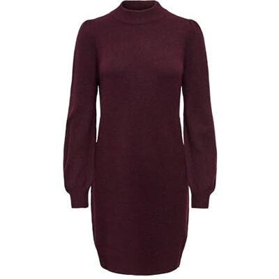 JDY Damen rue Life L/S High Neck Dress KNT Noos, Maroon Banner, S JDY Damen rue Life L/S High Neck Dress KNT Noos, Maroon Banner, S
