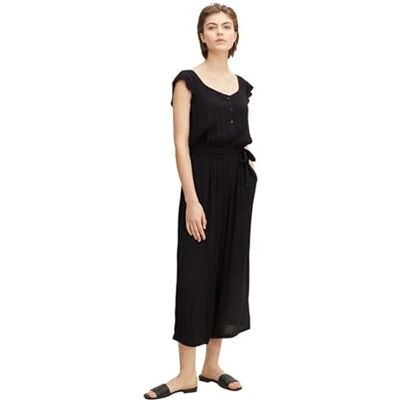 TOM TAILOR Denim Damen Overall mit Rüschen 1031412, 14482 Deep Black, L TOM TAILOR Denim Damen Overall mit Rüschen 1031412, 14482 Deep Black, L