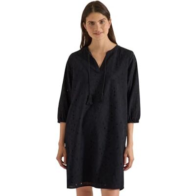Cecil Knielanges Kleid mit 3/4-Arm und Stickerei Black XL Cecil Knielanges Kleid mit 3/4-Arm und Stickerei Black XL
