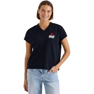 Cecil Kurzarm Sweatshirt mit Backprint universal Blue S Cecil Kurzarm Sweatshirt mit Backprint universal Blue S