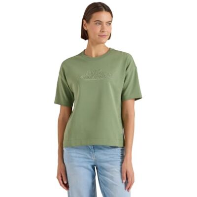 Cecil Kurzarm Sweatshirt mit Embroidery deep Matcha Green M Cecil Kurzarm Sweatshirt mit Embroidery deep Matcha Green M