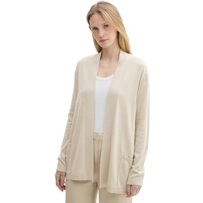 TOM TAILOR Damen Basic Cardigan Strickjacke,25955 Dusty beige Melange, M TOM TAILOR Damen Basic Cardigan Strickjacke,25955 Dusty beige Melange, M