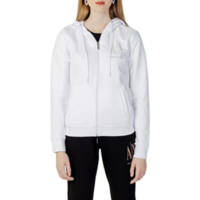 Armani Exchange Damen Studded Icon Zip Up Hooded Sweatshirt Hooded Sweatshirt, Weiß, S Armani Exchange Damen Studded Icon Zip Up Hooded Sweatshirt Hooded Sweatshirt, Weiß, S