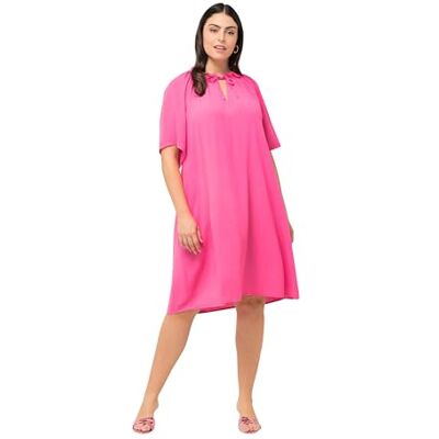 Ulla Popken , Damen, große Größen, Kleid, Rüschen, A-Linie, Tunika-Ausschnitt, Halbarm Ulla Popken , Damen, große Größen, Kleid, Rüschen, A-Linie, Tunika-Ausschnitt, Halbarm