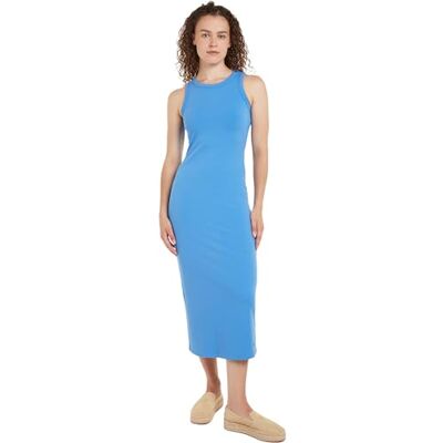 Tommy Hilfiger Damen Kleid Midi Dress Slim Fit, Blau (Blue Spell), L Tommy Hilfiger Damen Kleid Midi Dress Slim Fit, Blau (Blue Spell), L