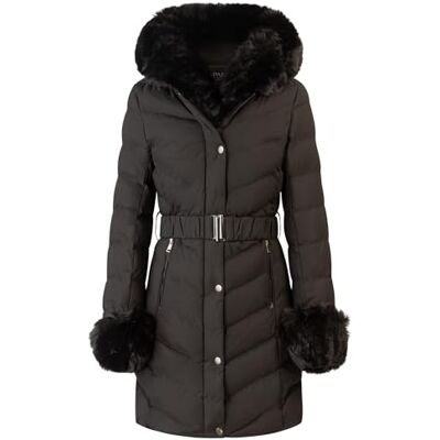 Apart Damen Winterjacke, langer oberschenkellanger Mantel, warm gepolstert,Kunstpelz-Kapuzenjacke,Zwei-Wege-Reißverschluss, warmer Steppmantel,bequeme Outdoorjacke den täglichen Wintergebrauch Apart Damen Winterjacke, langer oberschenkellanger Mantel, warm gepolstert,Kunstpelz-Kapuzenjacke,Zwei-Wege-Reißverschluss, warmer Steppmantel,bequeme Outdoorjacke den täglichen Wintergebrauch