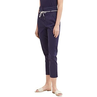TOM TAILOR Damen 1035503 Paperbag Chino Hose mit Gürtel, 11331 Atlantic Ocean Blue, 46W / 28L TOM TAILOR Damen 1035503 Paperbag Chino Hose mit Gürtel, 11331 Atlantic Ocean Blue, 46W / 28L