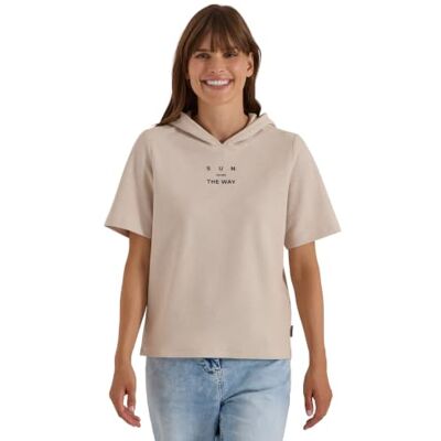 Cecil Kurzarm Shirt mit Kapuze und Wording Cashmere beige M Cecil Kurzarm Shirt mit Kapuze und Wording Cashmere beige M