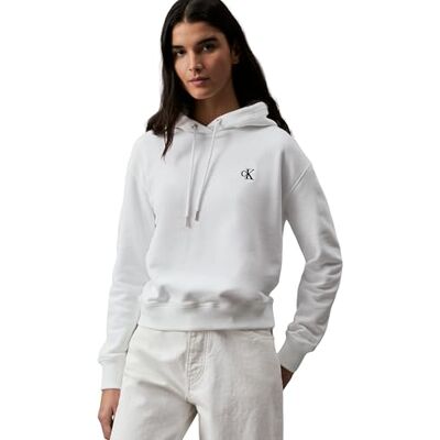 Calvin Damen Sweatshirt Ck Embroidery mit Kapuze, Weiß (Bright White), XXL Calvin Damen Sweatshirt Ck Embroidery mit Kapuze, Weiß (Bright White), XXL