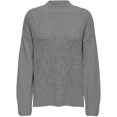 ONLY Damen ONLLEISE Freya LS HIGH Neck KNT Pullover, Medium Grey Melange, M ONLY Damen ONLLEISE Freya LS HIGH Neck KNT Pullover, Medium Grey Melange, M