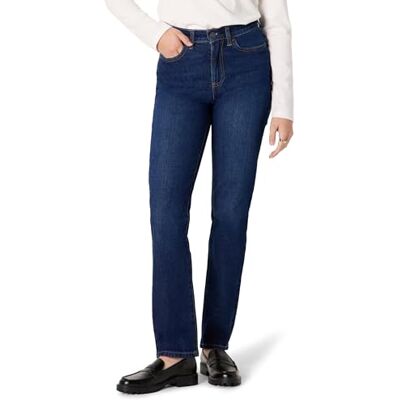 Amazon Damen Hoch Geschnittene Jeans mit Geradem Bein, 76,2cm Beininnenlänge, Dunkler Schatten, 38-40 Amazon Damen Hoch Geschnittene Jeans mit Geradem Bein, 76,2cm Beininnenlänge, Dunkler Schatten, 38-40