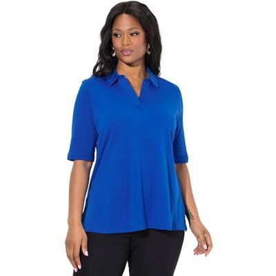 Ulla Popken Damen Poloshirt Kobaltblau 58+ Ulla Popken Damen Poloshirt Kobaltblau 58+