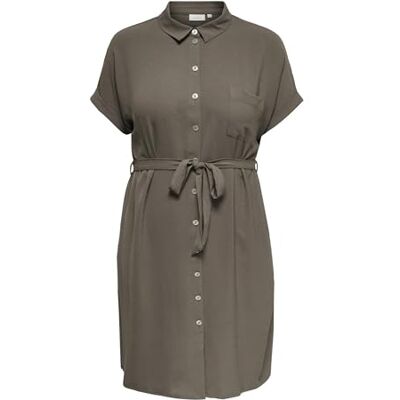 ONLY Carmakoma Damen Carmetta Life Ss V-NCK Sh Dress WVN Noos, Walnut, 46 EU ONLY Carmakoma Damen Carmetta Life Ss V-NCK Sh Dress WVN Noos, Walnut, 46 EU