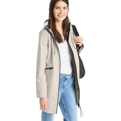 Cecil Mantel mit Kapuze und 2-Wege-Zipper dust beige M Cecil Mantel mit Kapuze und 2-Wege-Zipper dust beige M