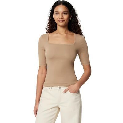 Amazon Damen Halbarm-T-Shirt mit eckigem Ausschnitt in schmaler Passform, Bronze, XX-Large Amazon Damen Halbarm-T-Shirt mit eckigem Ausschnitt in schmaler Passform, Bronze, XX-Large