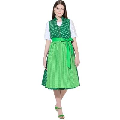 Ulla Popken Damen große Größen Übergrößen Plus Size Dirndl, Stehkragen, Schmuckknöpfe, ärmellos grasgrün 56 840154426-56 Ulla Popken Damen große Größen Übergrößen Plus Size Dirndl, Stehkragen, Schmuckknöpfe, ärmellos grasgrün 56 840154426-56