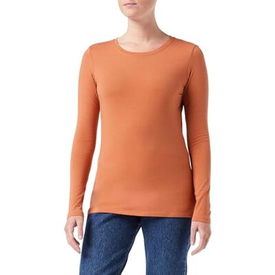 Amazon Damen Langärmeliges T-Shirt mit Rundhalsausschnitt in klassischer Passform (Erhältlich in Übergröße), Karamell, Größe M Amazon Damen Langärmeliges T-Shirt mit Rundhalsausschnitt in klassischer Passform (Erhältlich in Übergröße), Karamell, Größe M