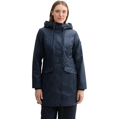 TOM TAILOR Damen Regenmantel mit Steppung & Kapuze,10668 Sky Captain Blue, L TOM TAILOR Damen Regenmantel mit Steppung & Kapuze,10668 Sky Captain Blue, L