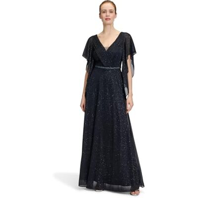 Vera Mont Damen Abendkleid im Glitzer-Look 42, Dunkelblau/Grau Vera Mont Damen Abendkleid im Glitzer-Look 42, Dunkelblau/Grau
