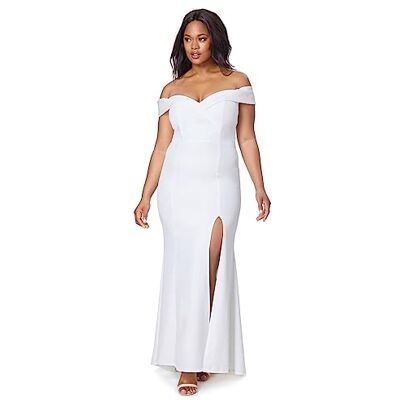 Jarlo London Damen Bella Bardot Maxikleid Kleid, elfenbeinfarben, 34 Jarlo London Damen Bella Bardot Maxikleid Kleid, elfenbeinfarben, 34