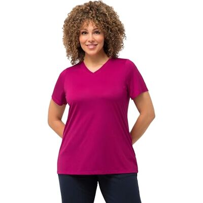 Ulla Popken Damen große Größen Übergrößen Plus Size Funktionsshirt, antibakteriell, V-Ausschnitt, Halbarm Magenta 54+ 810781810-54+ Ulla Popken Damen große Größen Übergrößen Plus Size Funktionsshirt, antibakteriell, V-Ausschnitt, Halbarm Magenta 54+ 810781810-54+