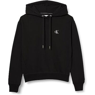 Calvin Klein Damen Sweatshirt Ck Embroidery mit Kapuze, Schwarz (Ck Black), M Calvin Klein Damen Sweatshirt Ck Embroidery mit Kapuze, Schwarz (Ck Black), M