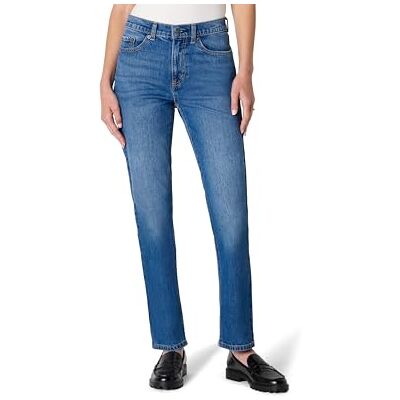 Amazon Damen Hoch Geschnittene Jeans mit Geradem Bein, 76,2cm Beininnenlänge, Mittelblau, 38-40 Amazon Damen Hoch Geschnittene Jeans mit Geradem Bein, 76,2cm Beininnenlänge, Mittelblau, 38-40