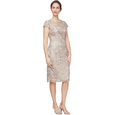 Alex Evenings Cocktailkleid für Damen, kurz, Knielang, mit Blumenstickerei, Etuikleid, 46 Alex Evenings Cocktailkleid für Damen, kurz, Knielang, mit Blumenstickerei, Etuikleid, 46